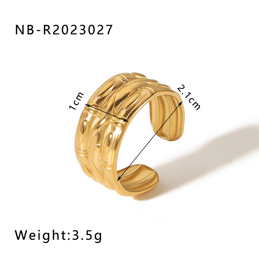 Minimalist Heart-Shaped Geometric Stainless Steel Open Ring for Women with 18K Vacuum Plating Finish