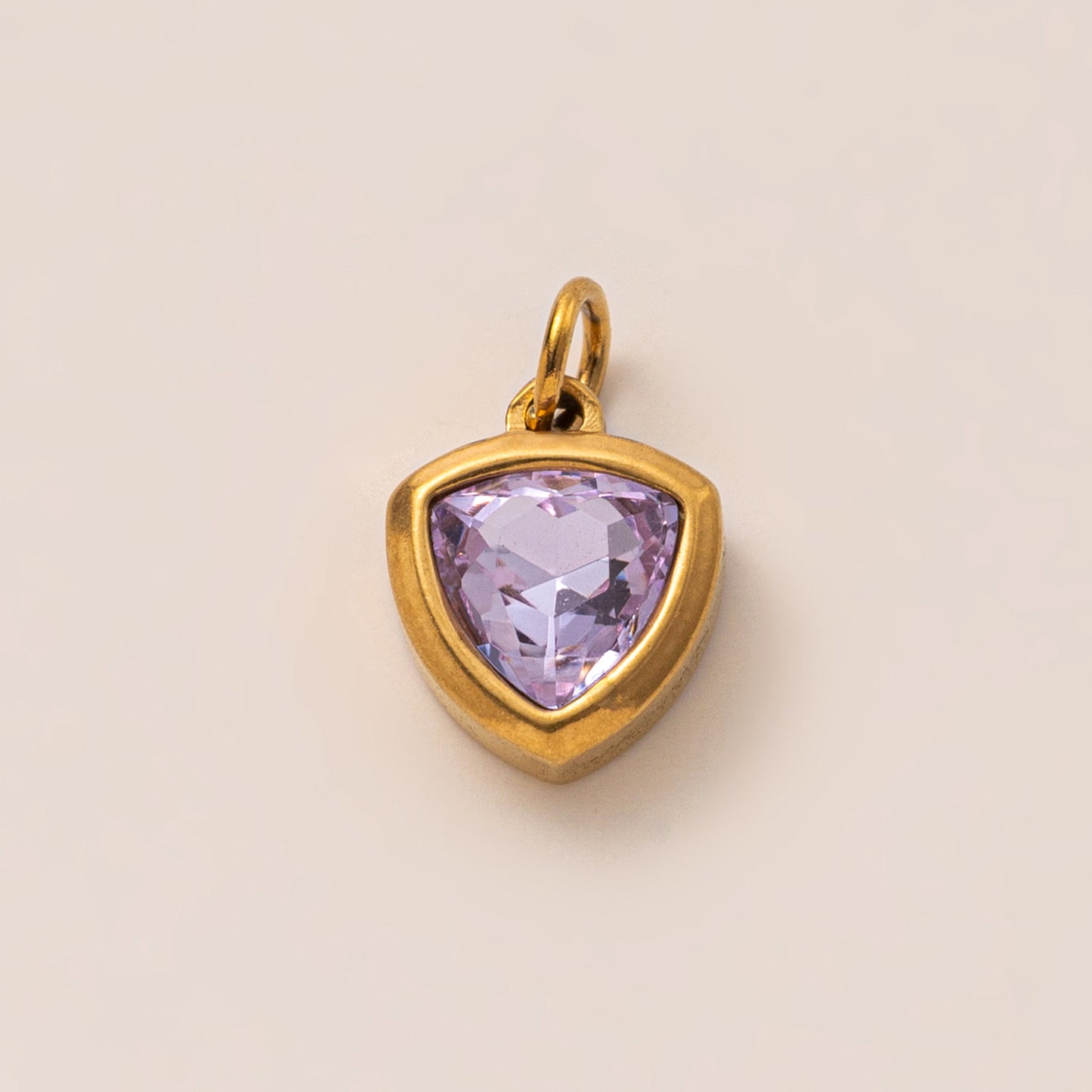 Minimalist Geometric 18K Gold Plated Titanium Steel Charm Bar with Rhinestone Inlaid Stainless Steel Birthstone Pendant for Women