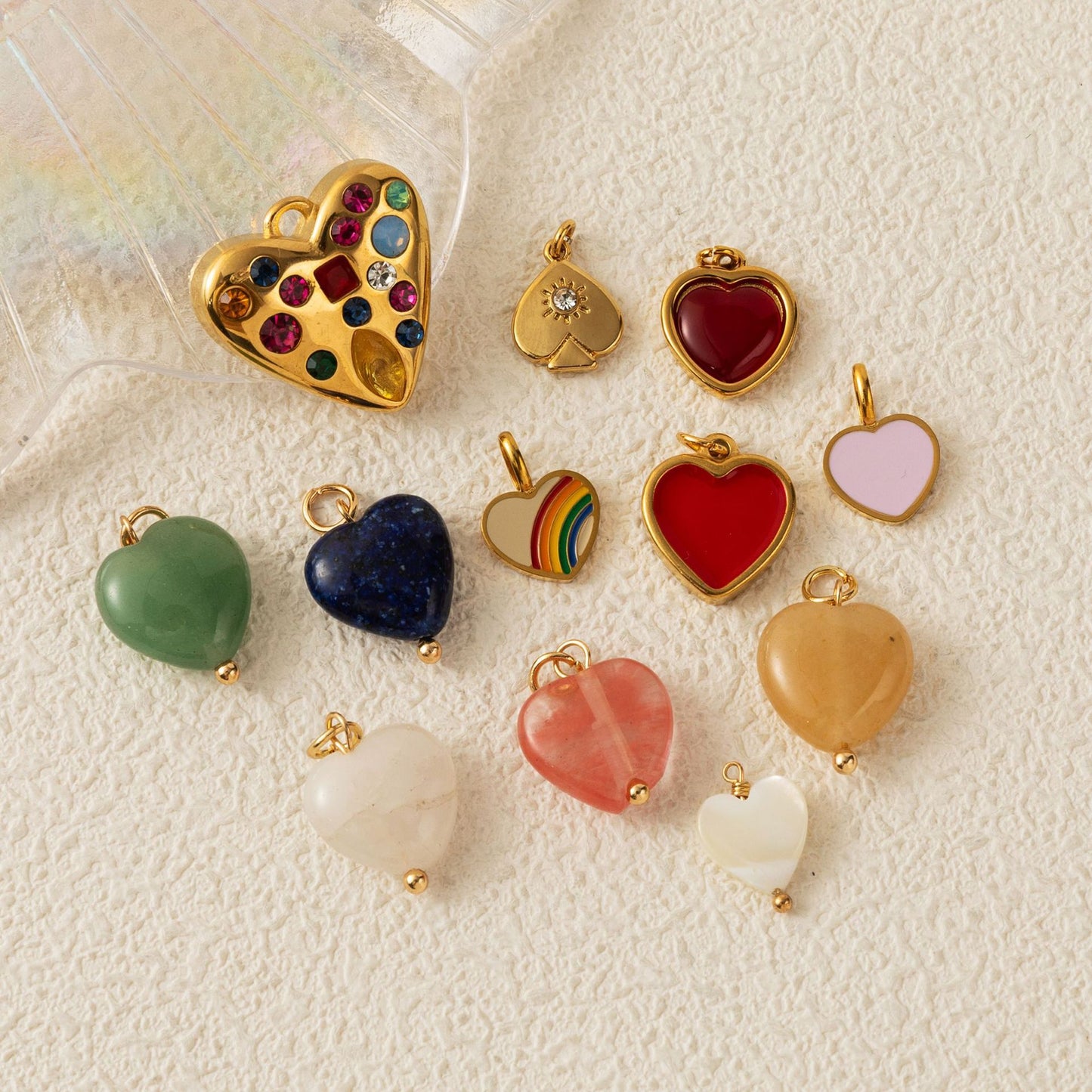 Minimalist 18K Gold Plated Brass Heart Round Square Geometric Pendant Necklace