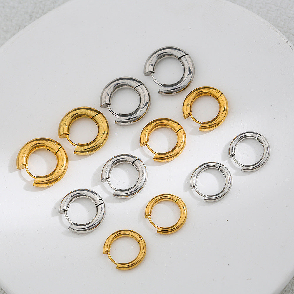 Pendientes de aro minimalistas en forma de U de acero inoxidable con baño para hombres y mujeres