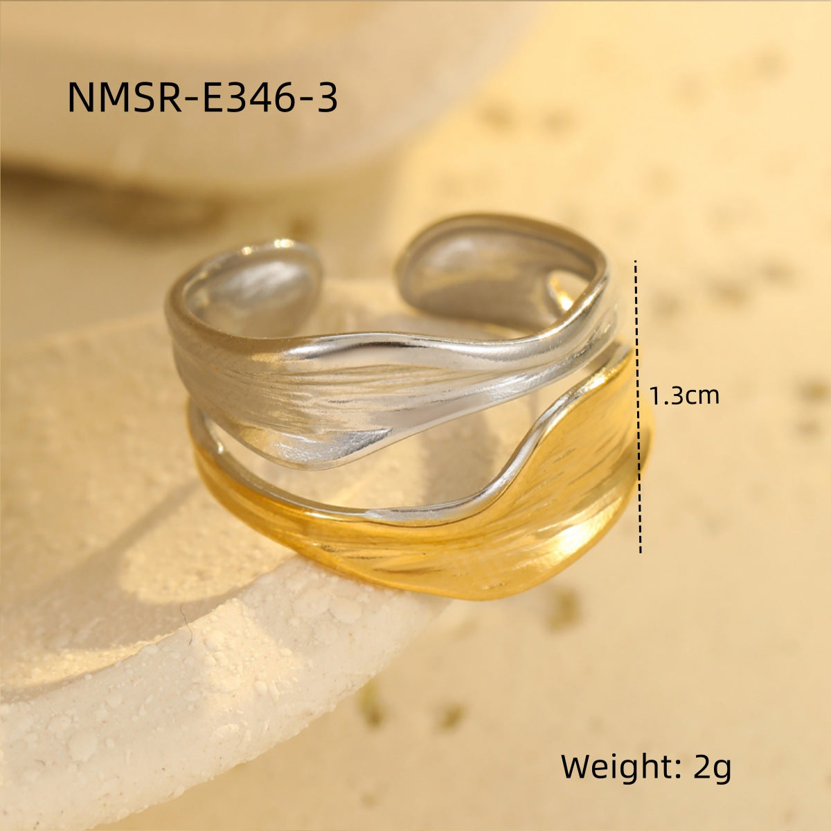 Anello da donna placcato in acciaio inossidabile con design estetico di lusso geometrico vintage