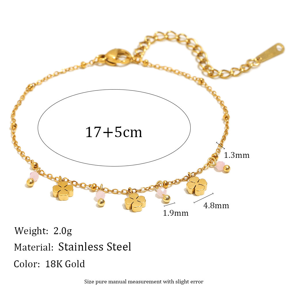 Fashionable OL Style Geometric Stainless Steel Plated 18K Gold Tassel Bracelet for Women
