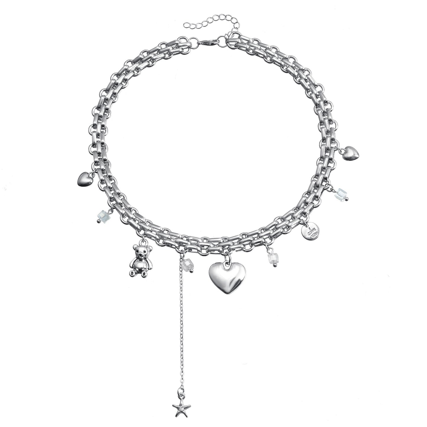 Minimalist Heart Bear Alloy Plated Pendant Necklace for Women