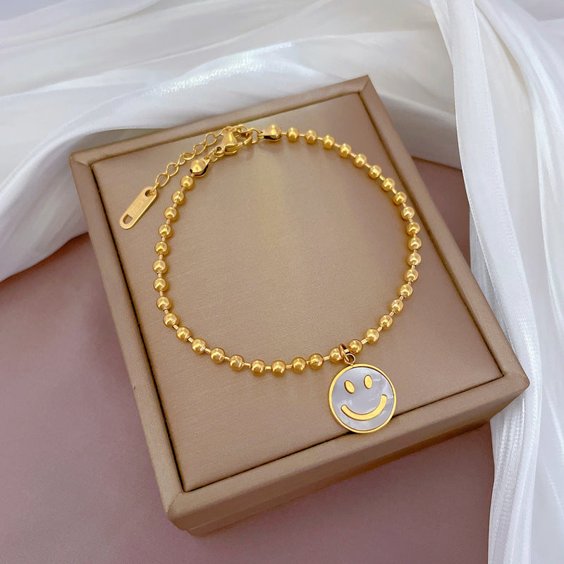 Constellation Moon Star Drop Zircon Bracelet in Titanium Steel with Gold Plating for Women