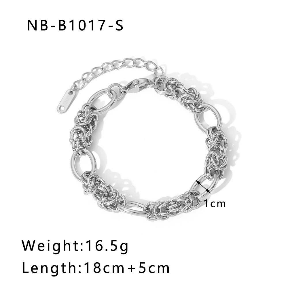 Punk Style Geometric Stainless Steel Bracelet with Thick Chain Design and 24K Gold Plated Finish