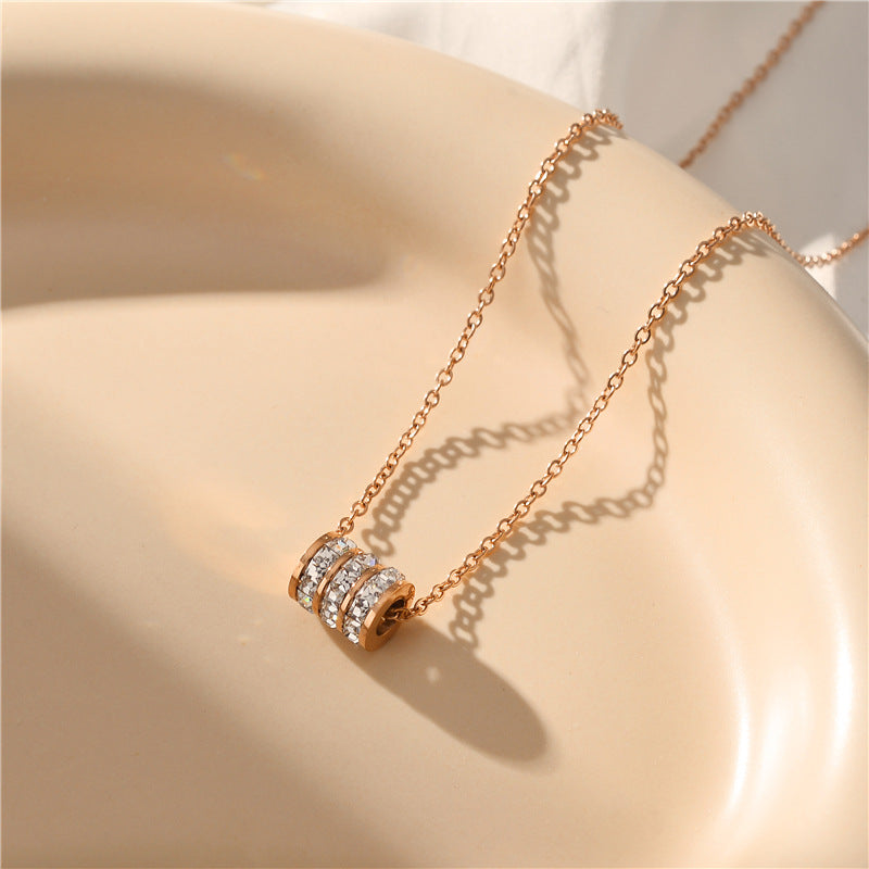 Minimalist Geometric Titanium Steel Necklace with Plated Finish for Women, Delicate Clavicle Chain