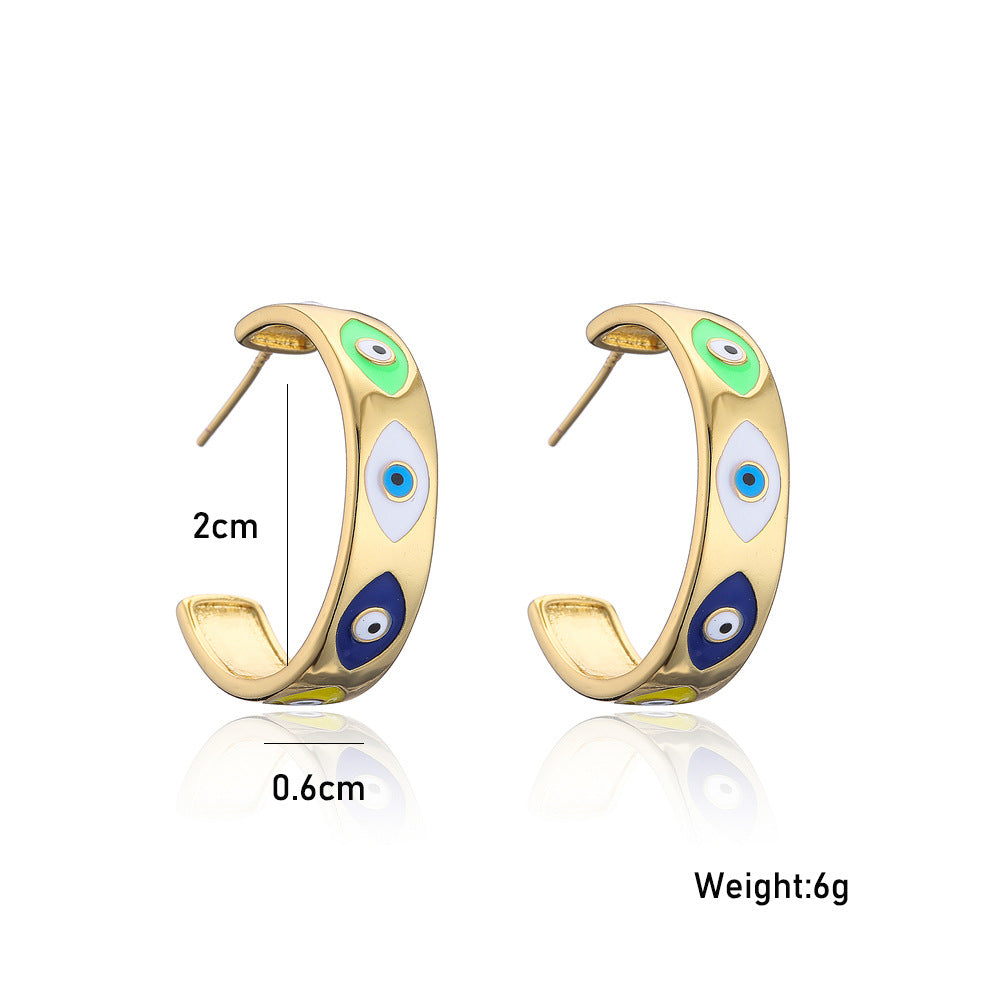 Geometric Gold Plated Drip Oil Brass Stud Earrings