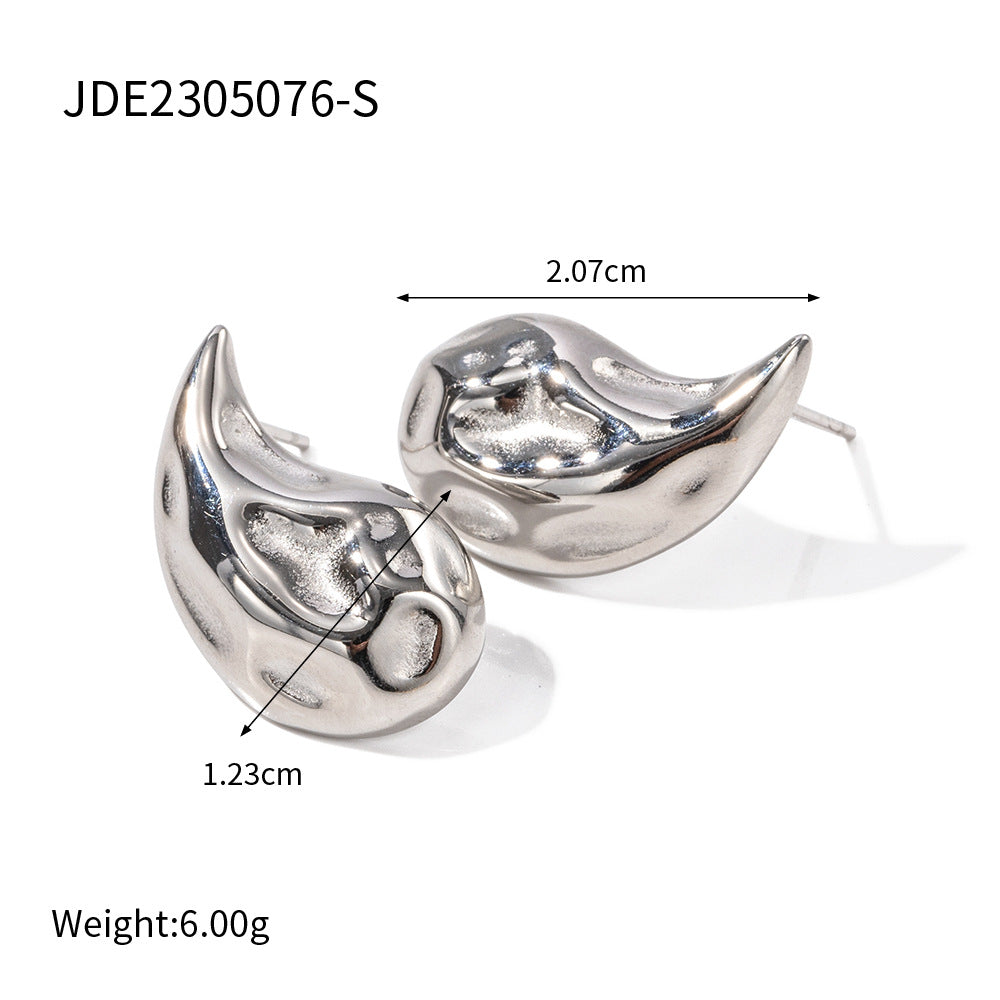 Minimalist Geometric Stainless Steel Ear Studs with 18K Gold Plating for Women
