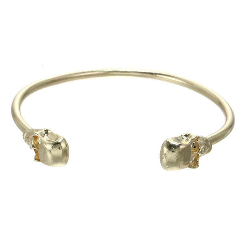 Minimalist Geometric Alloy Bracelet Set with Plated Finish for Women Featuring Skull and Bold Hip-Hop Design