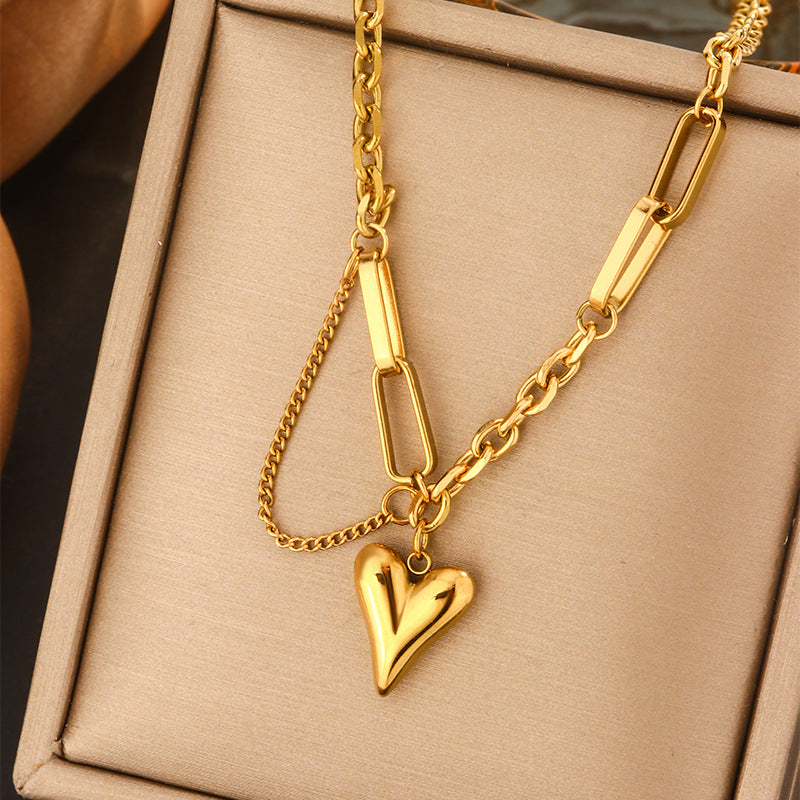 Minimalist Luxury Titanium Steel Plated Geometric Heart Teardrop Letter Animal Cartoon Star Pendant Necklace for Women