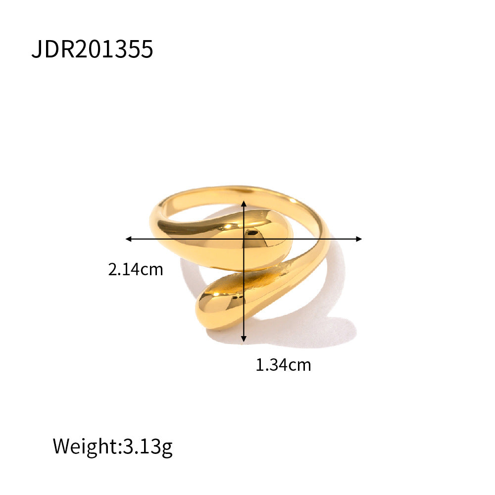 Anello minimalista geometrico in acciaio inossidabile con placcatura in oro 18 carati e malachite naturale per donna