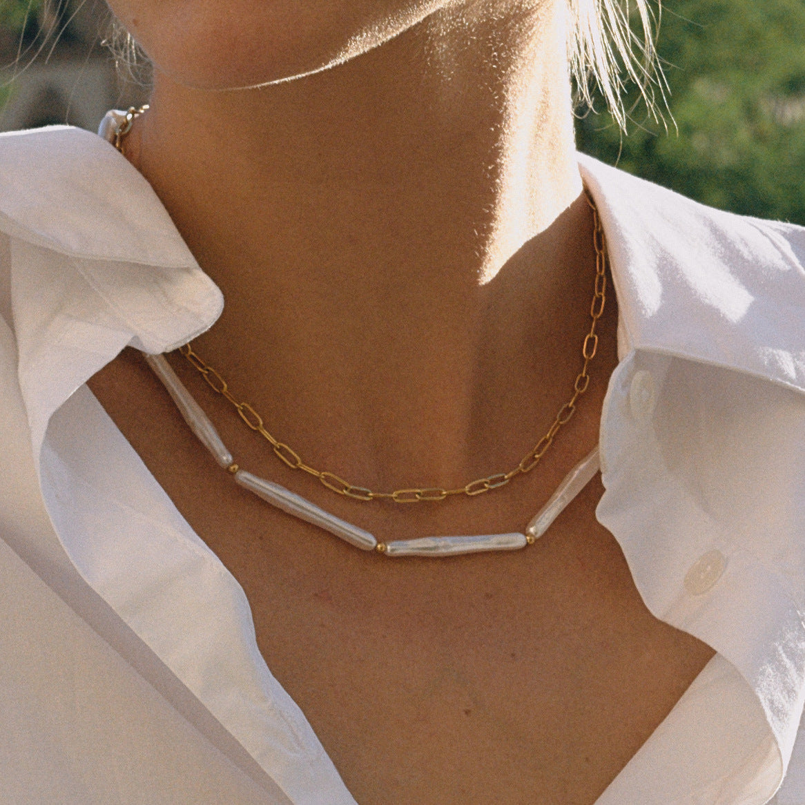 Collana con pendente in acciaio al titanio stile geometrico con catena in acciaio inossidabile galvanizzato da donna