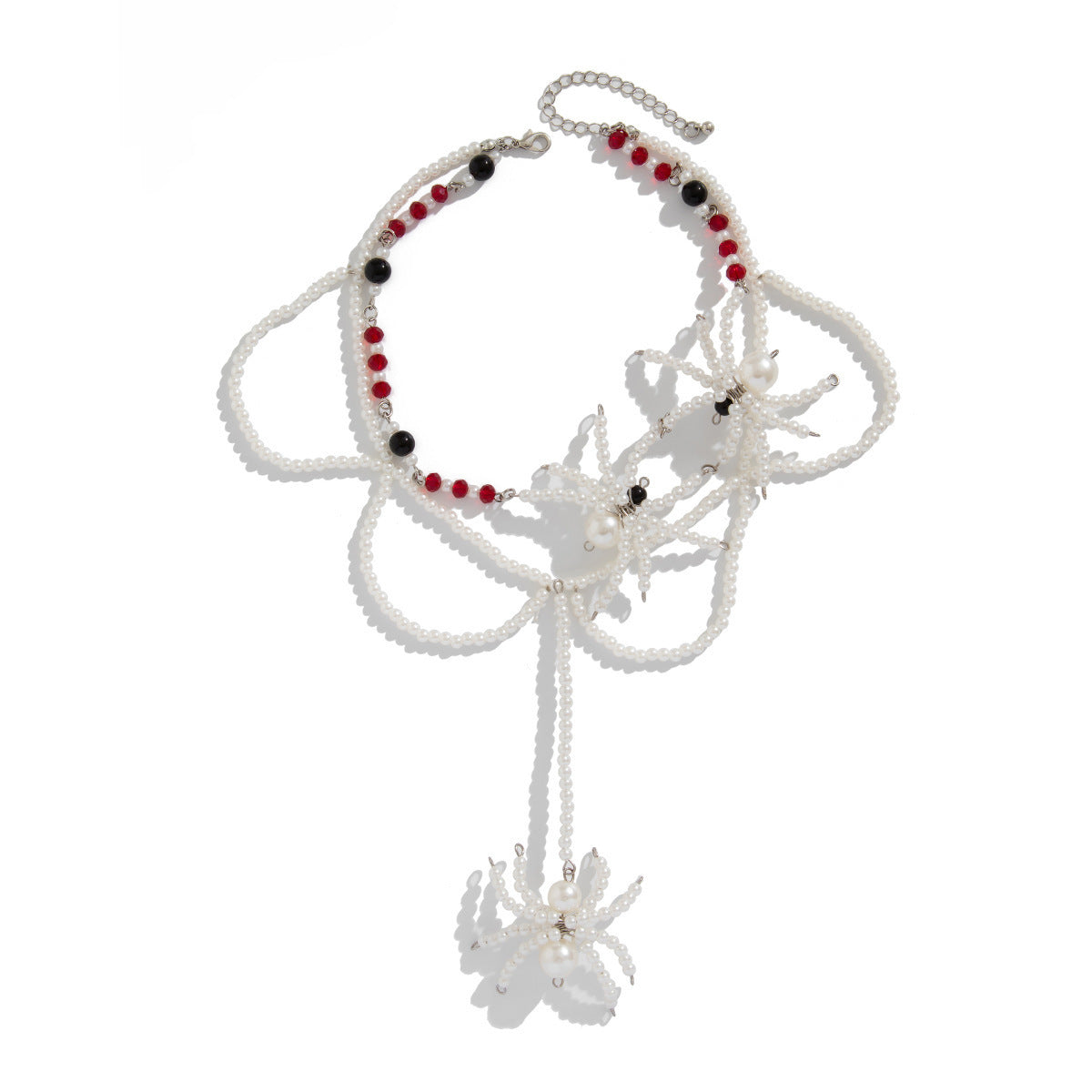 Collar gótico oscuro de araña para Halloween con colgante para mujer con incrustaciones de cristal y acabado chapado en cadena hecha a mano