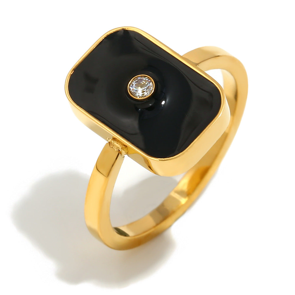 Minimalist Geometric Two-Tone Stainless Steel Ring with 18K Gold Plating for Women