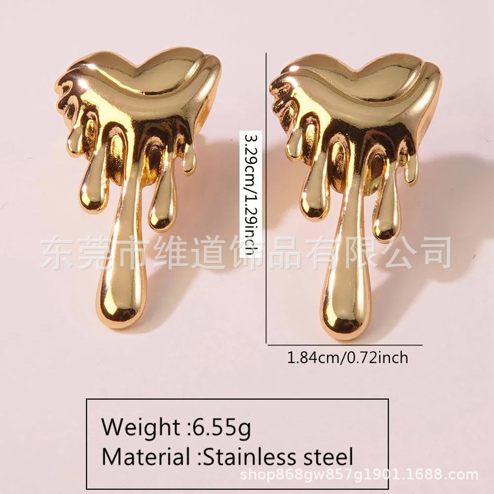 Beach Style Stainless Steel Geometric Starfish Shell Stud Earrings for Women