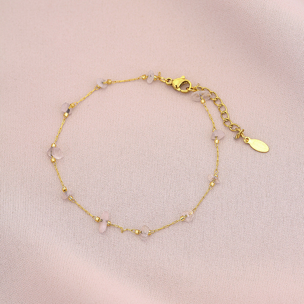 Bracciale alla moda geometrico in acciaio al titanio con finitura galvanica per uomo e donna, con accento in pietra naturale turchese
