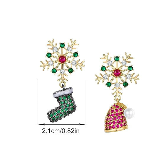 Elegant S925 Sterling Silver Christmas Tree Stud Earrings for Women with Rhinestone Inlay Snowflake Motif