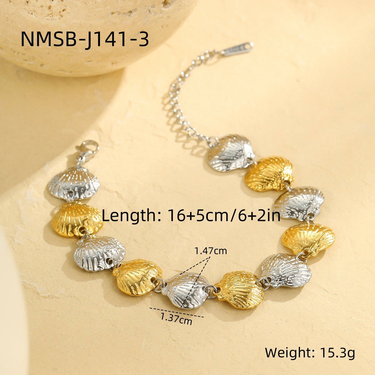 Set collana geometrica a conchiglia da donna in acciaio inossidabile placcato oro 18 carati, per vacanze estive al mare