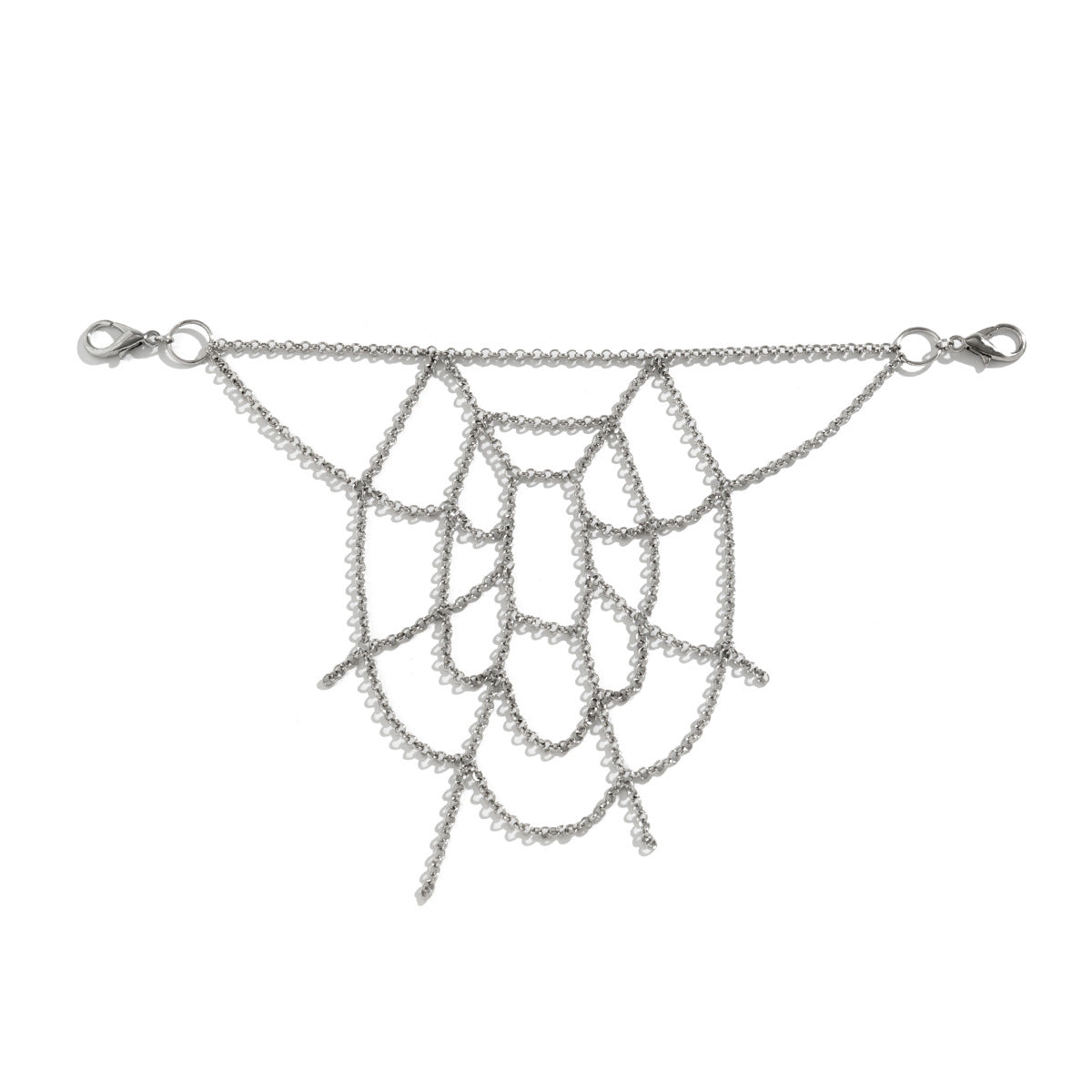 Cadena Corporal Gótica Punk Dulce y Atrevida con Patrón de Telaraña para Mujer, Diseño Geométrico y Hierro Galvanizado