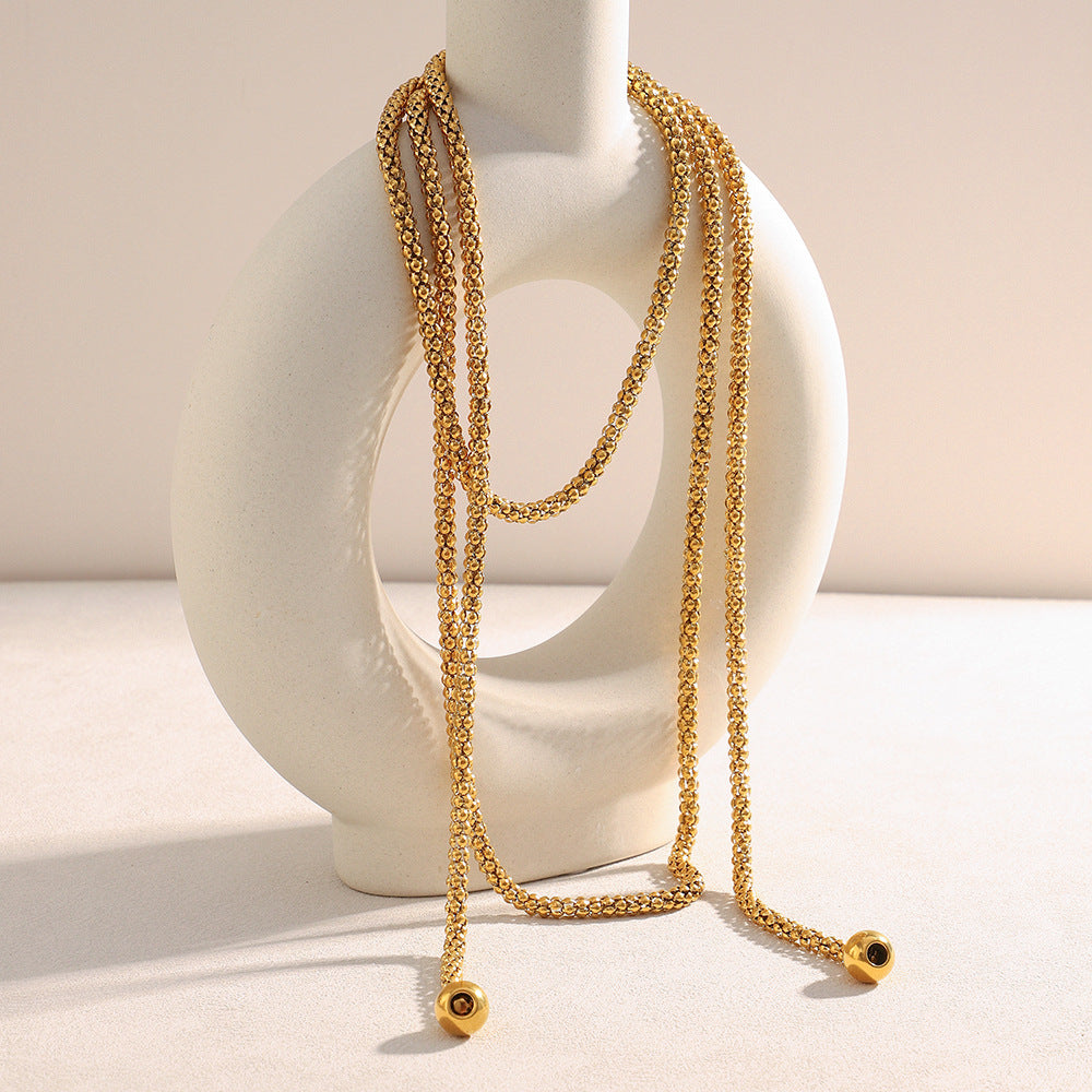 Collana da donna a più strati con perle quadrate, in acciaio inossidabile placcato oro 18 carati, stile geometrico minimalista