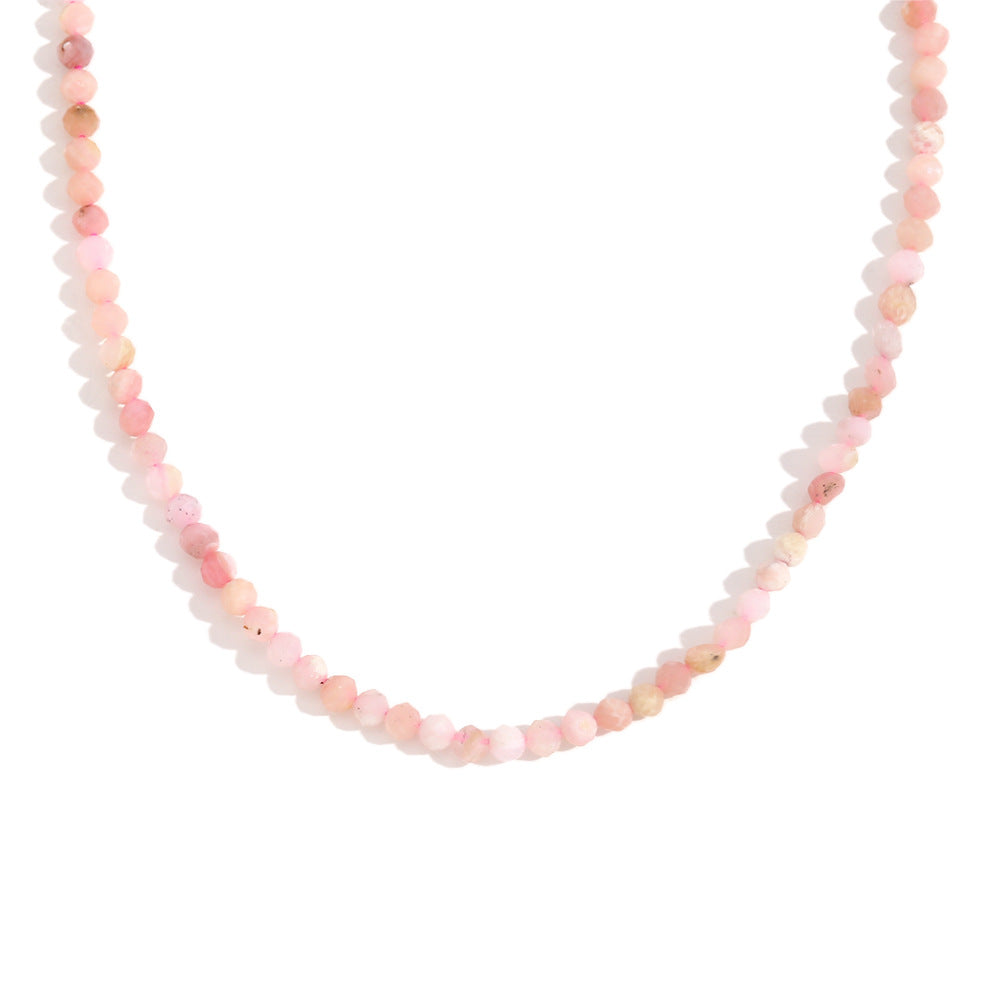 Collar de Cuentas de Acero Inoxidable Bañado en Oro de 18K con Diseño Geométrico de Moda y Piedras Naturales para Mujer