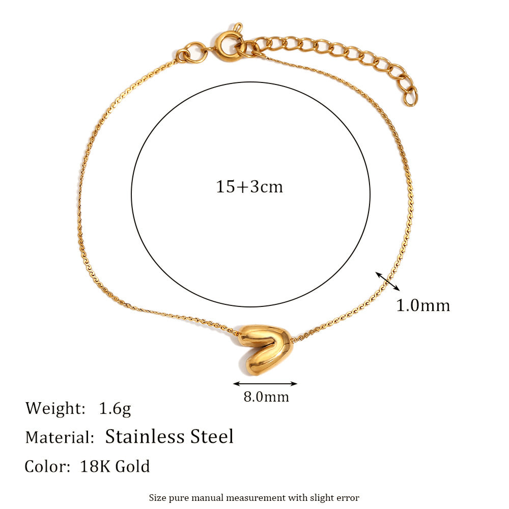 Pulsera de Burbujas para Mujer de Acero Inoxidable con Letra S Minimalista y Chapado en Oro de 18K
