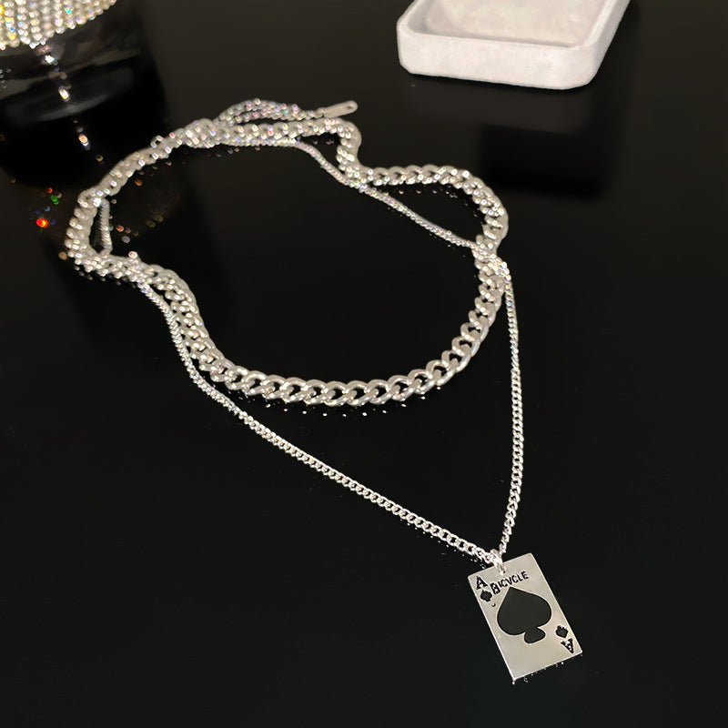 Vintage Hip-hop Geometric Letter Titanium Steel Plated Cuban Link Chain Necklace for Unisex