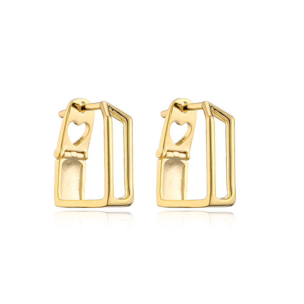 Orecchini da donna geometrici minimalisti in rame con placcatura in oro 14K e perni in argento sterling 925