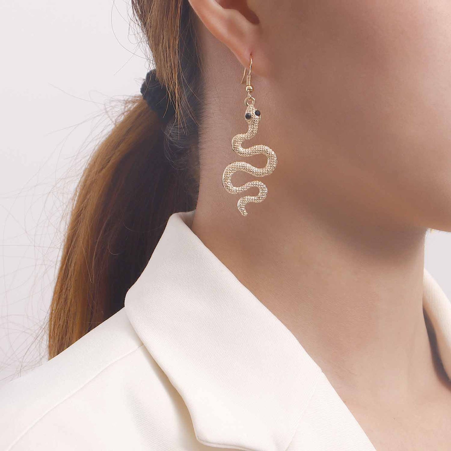 Vintage Snake-Shaped Geometric Alloy Earrings for Women with Plated Finish