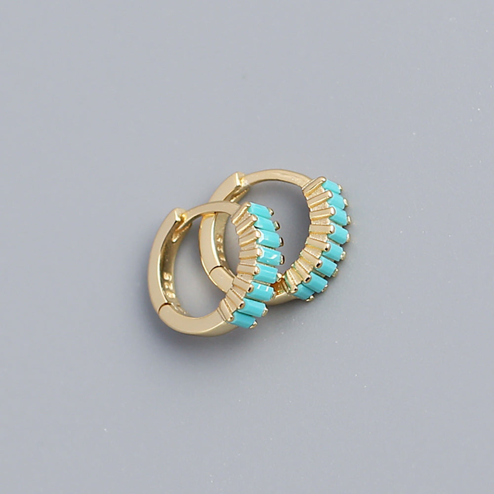 Pendientes de tuerca de plata esterlina 925 con incrustaciones geométricas de diamantes de imitación para hombres y mujeres unisex