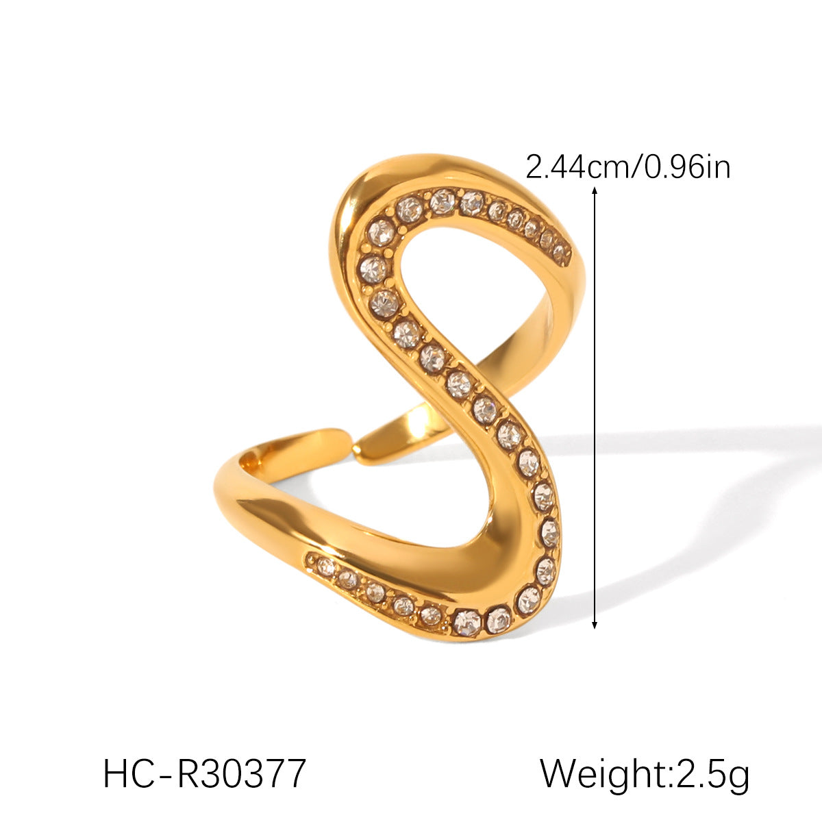 Anello geometrico in acciaio inossidabile con intarsio di strass da donna, gioielli ipoallergenici in acciaio al titanio