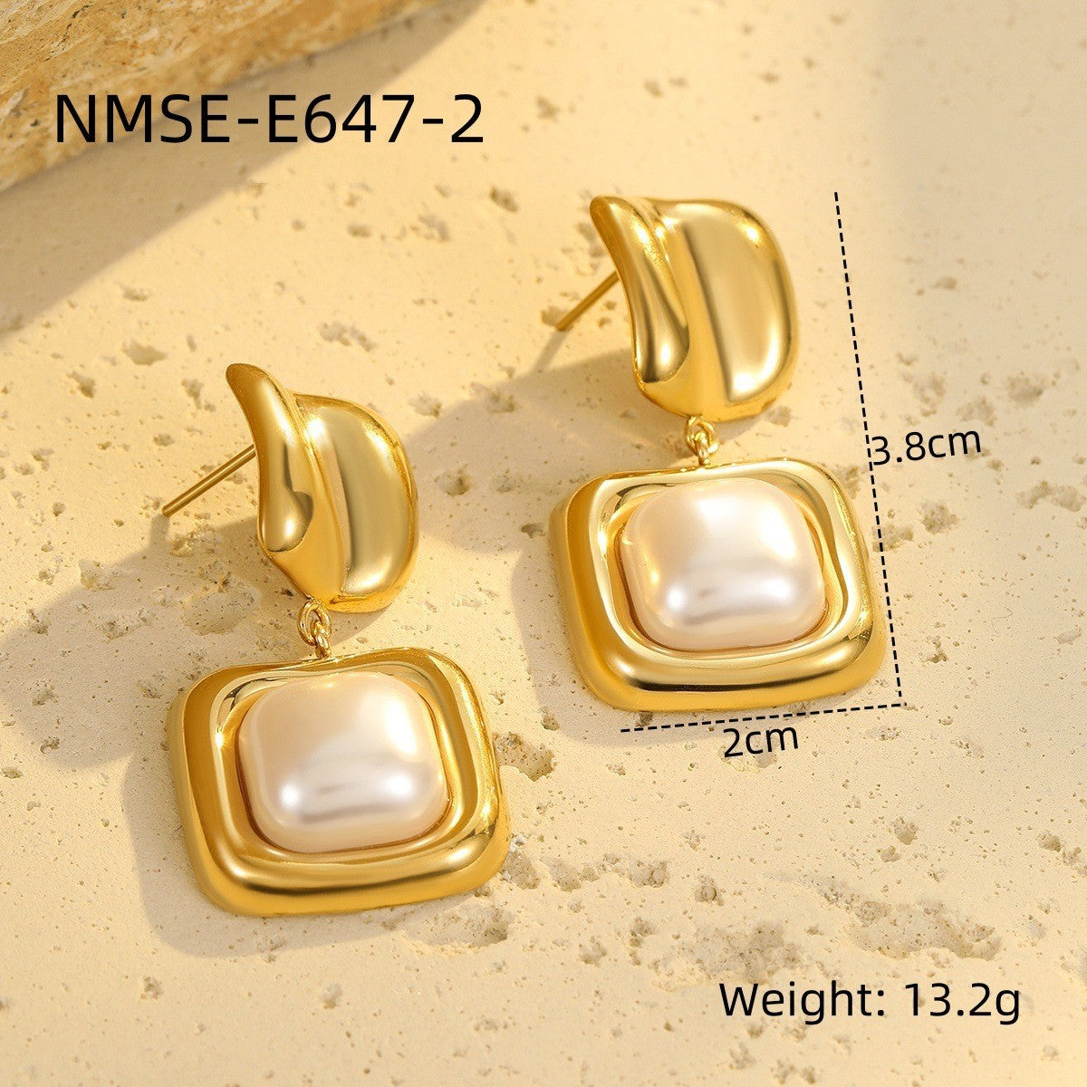 Elegant French-Style Baroque Pearl Earrings in Stainless Steel with Floral and Geometric Design, Electroplated Finish for Women