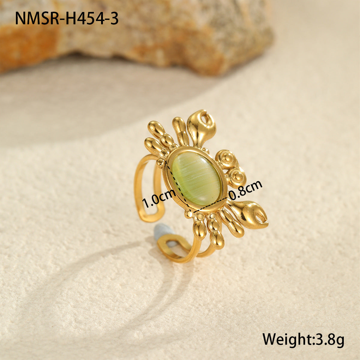 Anillo abierto de acero inoxidable de lujo inspirado en el océano con diseño de concha y estrella de mar para mujer