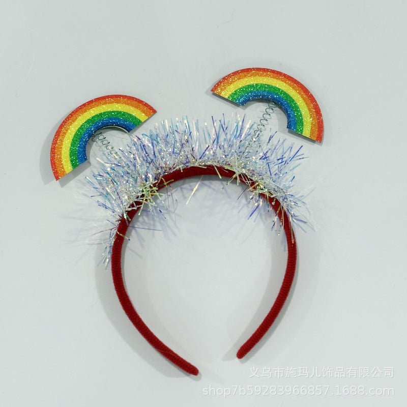 Sweet Cartoon Heart Floral Fabric Headband for Girls Festival Costume Party Hair Accessory