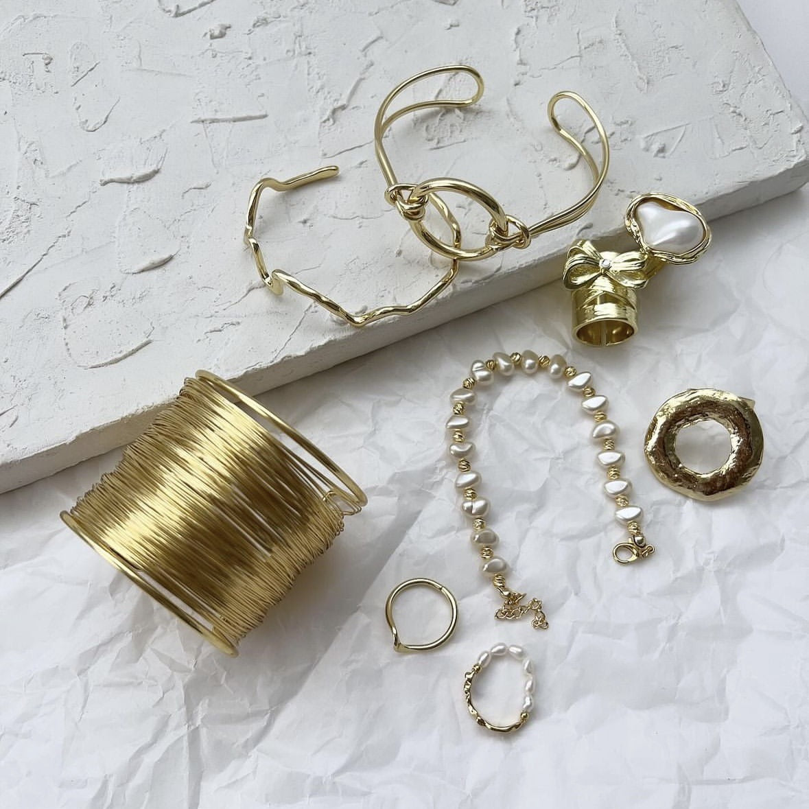 Bracciale e anello aperti in lega placcata con linea geometrica ovale, stile Sweet Cool Minimalista