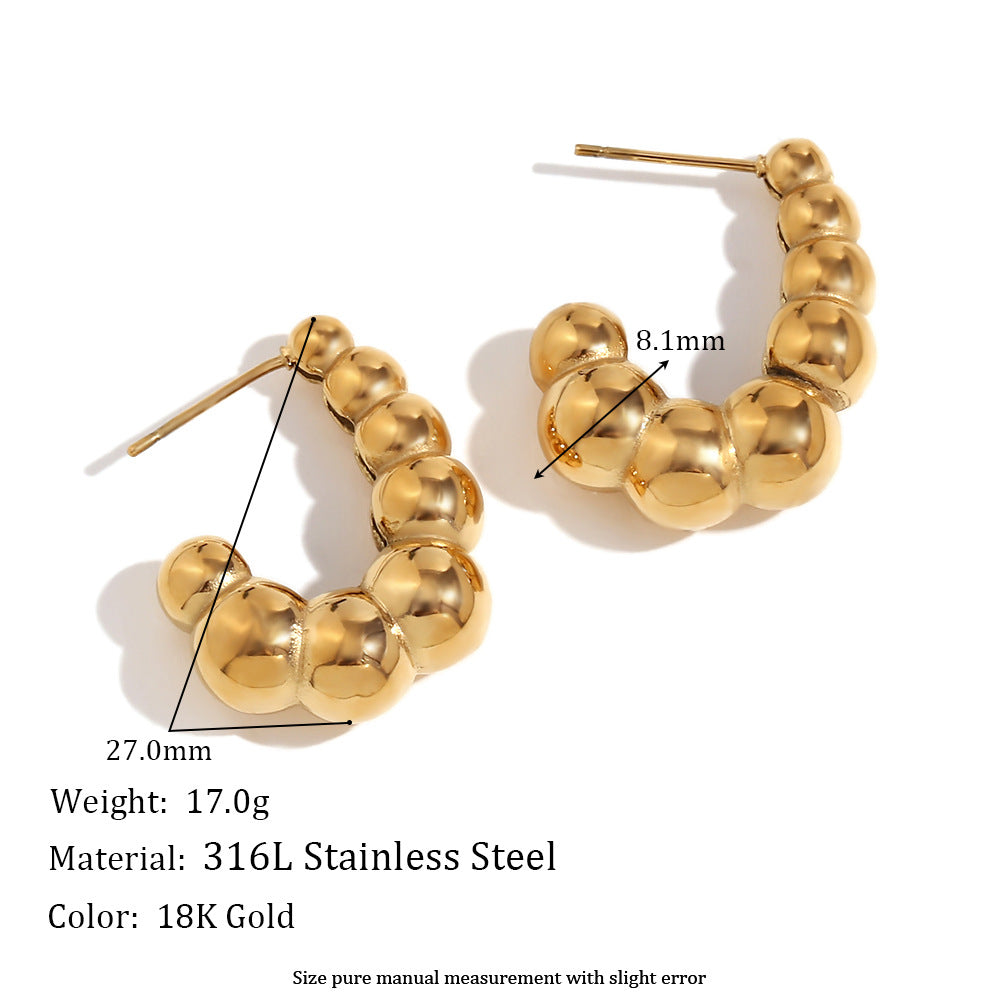 Orecchini da donna in acciaio inossidabile a forma di cuore cavo stile vintage placcati oro 18 carati