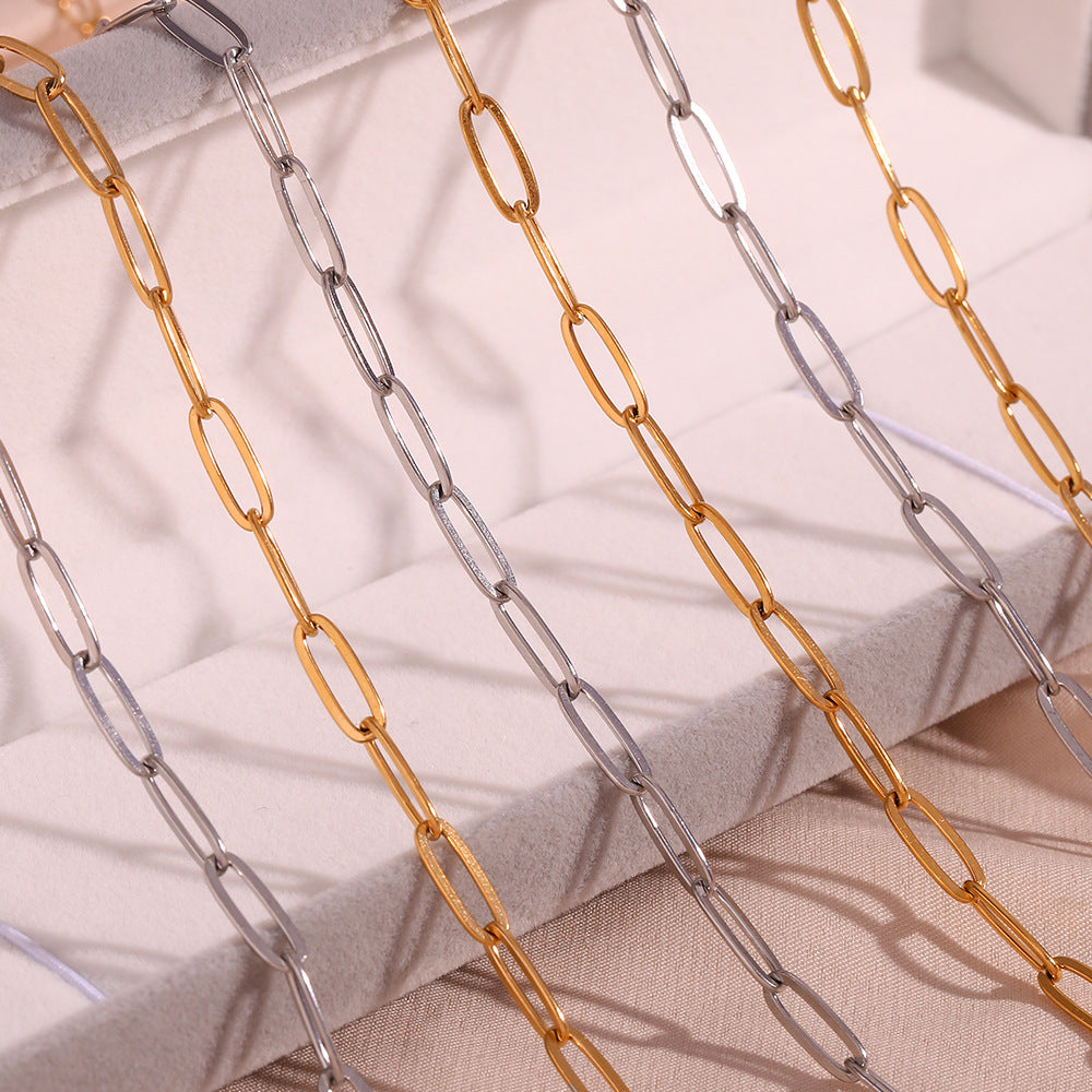 Minimalist Geometric Titanium Steel Bracelet with 18K Gold Plated Stainless Steel Chain for Women