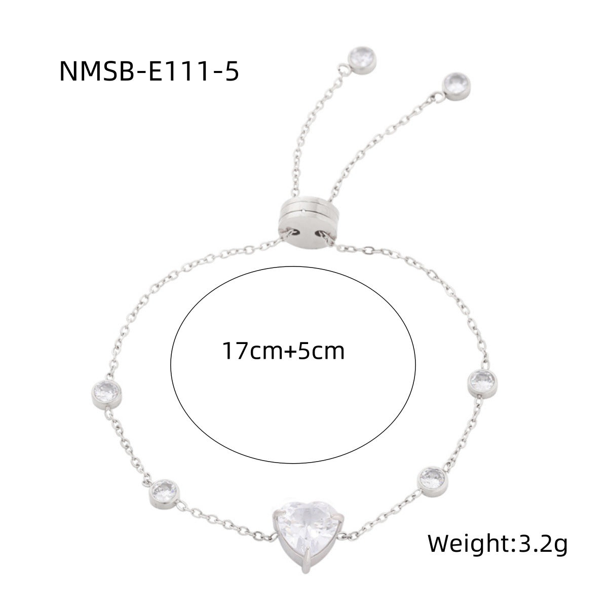 Fashionable Minimalist Starry Sky Heart-Shaped Rhinestone-Inlaid Titanium Steel Bracelet for Women with Plated Finish