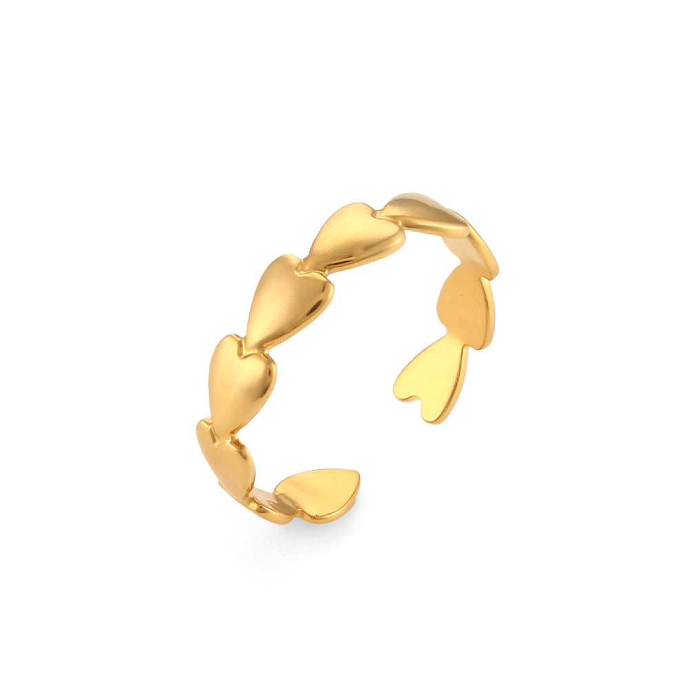 Anillo minimalista geométrico de acero inoxidable con diseño hueco y acabado chapado para mujer