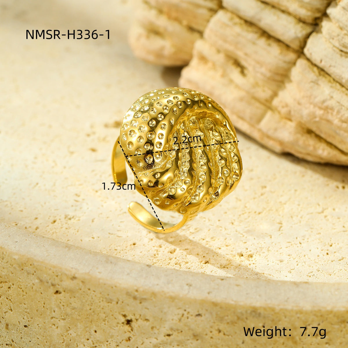 Anello da donna in acciaio al titanio placcato oro 18 carati, modello geometrico minimalista a fascia larga