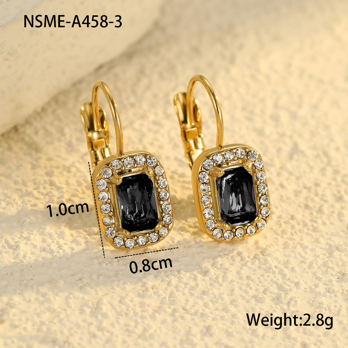 Orecchini Vintage Francese Geometria con Zirconi in Acciaio Inossidabile Placcato Oro 18K da Donna — Gioielli Ipoallergenici di Lusso