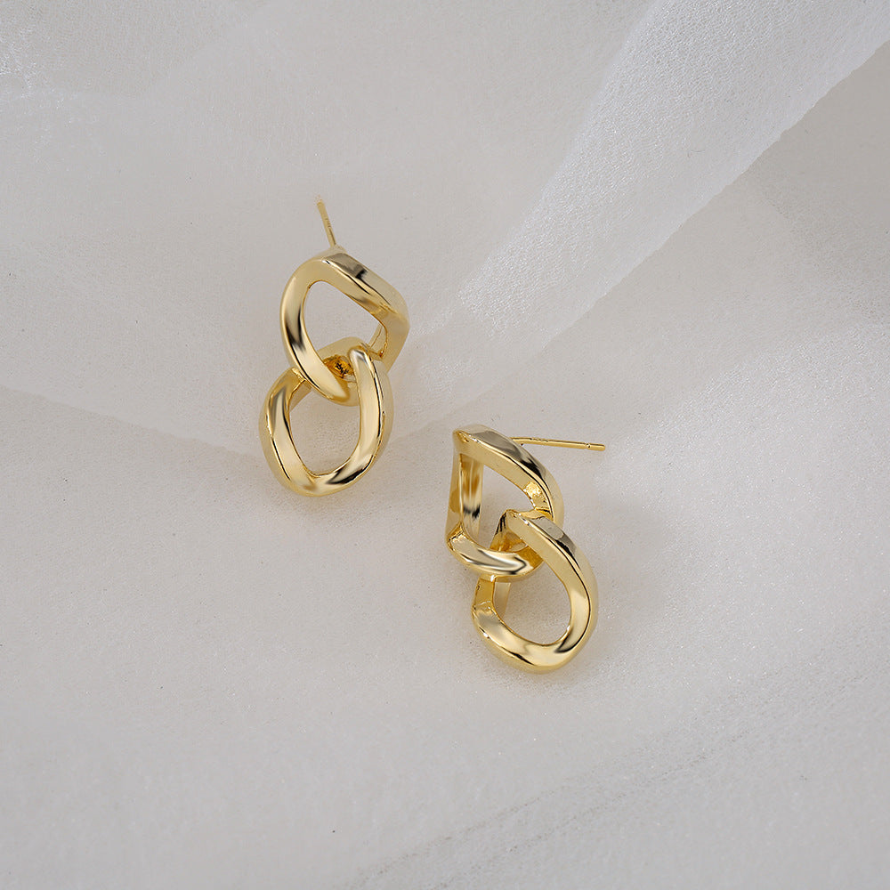 Geometric Asymmetrical Stud Earrings in Brass with 18K Gold Plating and 925 Sterling Silver Posts for Women