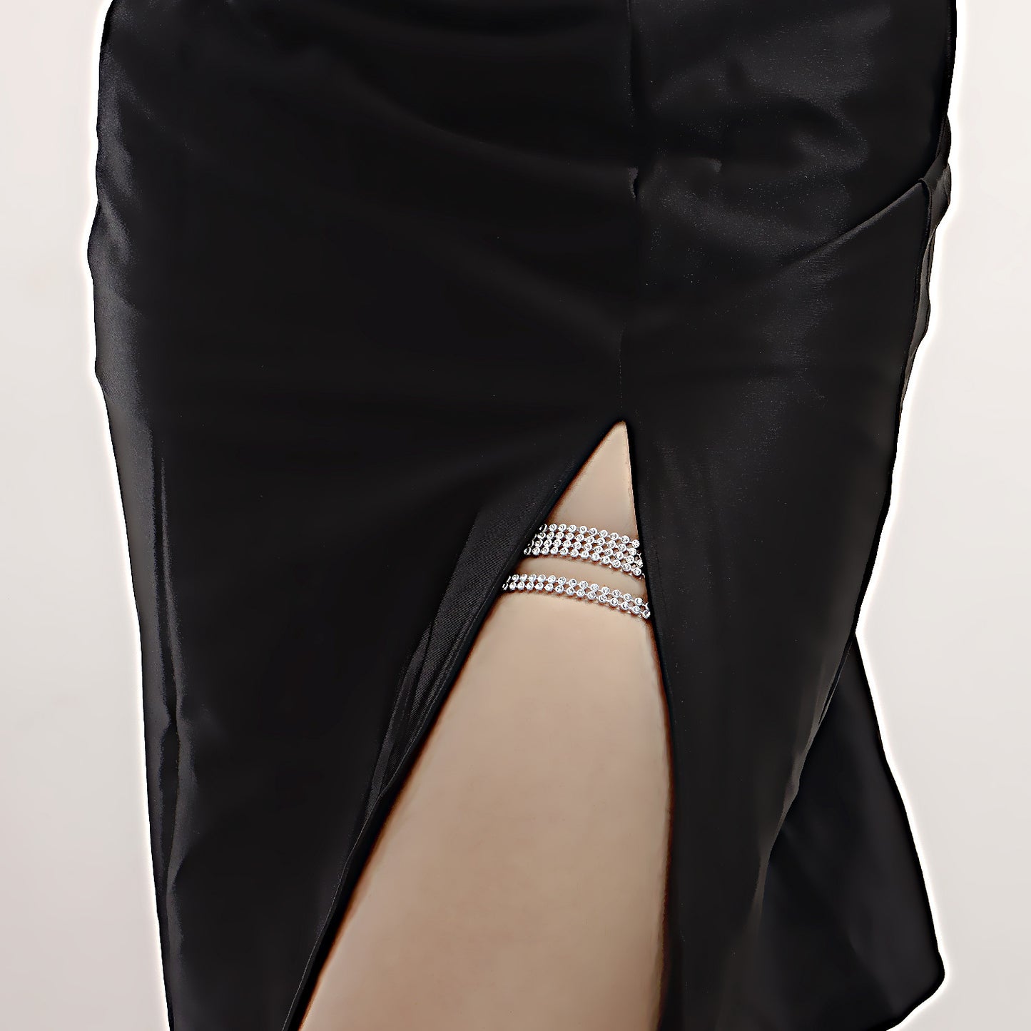 Adjustable Glass Rhinestone Anklet for Women with Double-Layer Full-Drill Body Chain Design