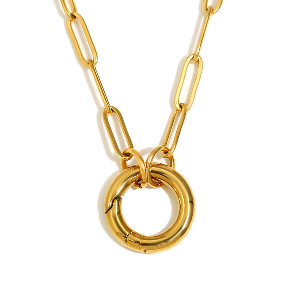 Collana girocollo minimalista ed elegante con ciondolo a barra geometrica in acciaio inossidabile placcato oro 18 carati da donna