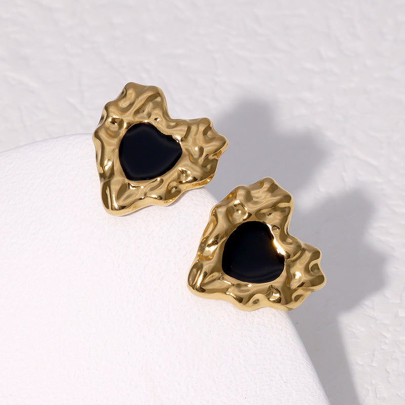 Minimalist Luxury 18K Gold Plated Heart Stainless Steel Earrings for Women