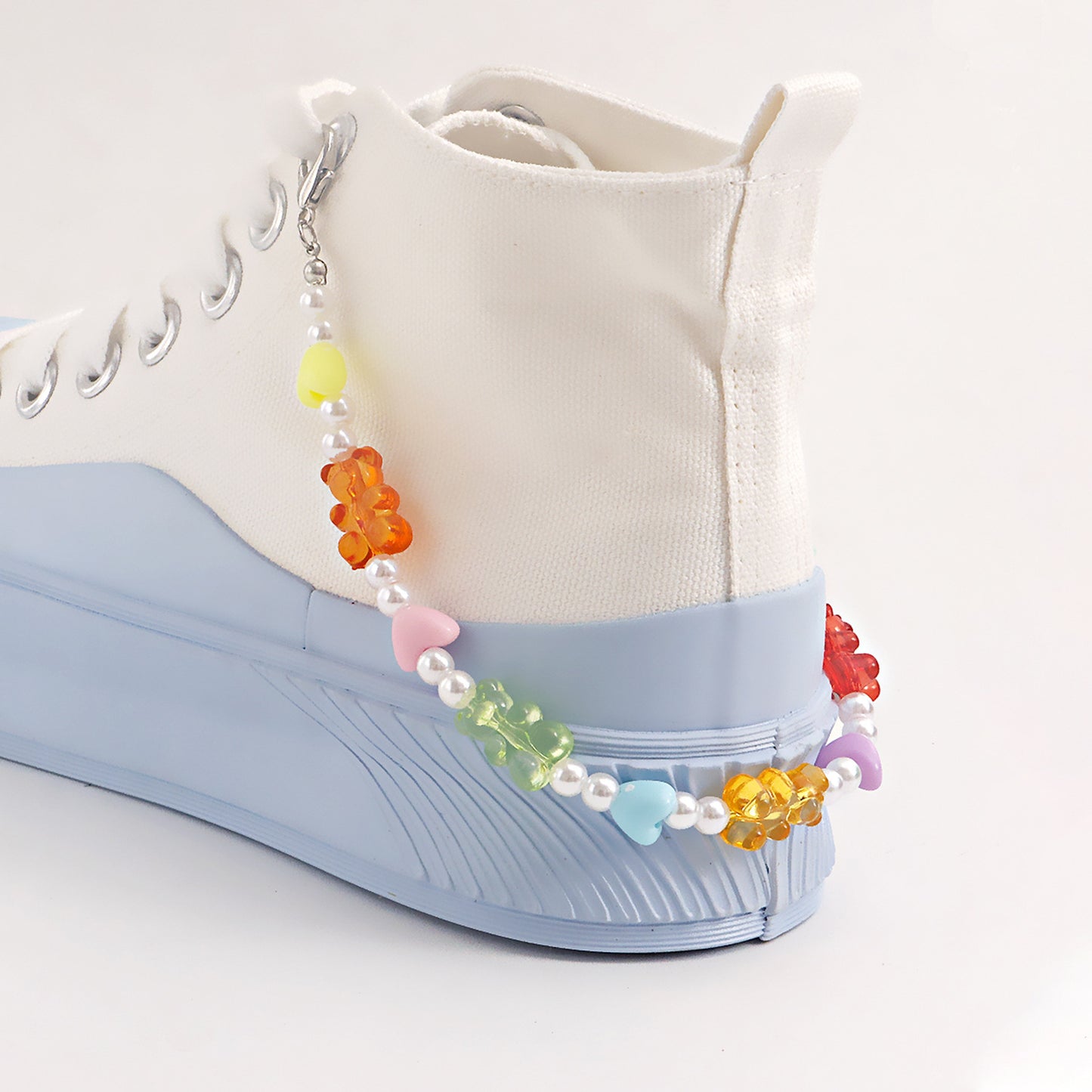 Cute Bear-Shaped Alloy Anklet for Women with Resin Imitation Pearl Accents and Geometric Design