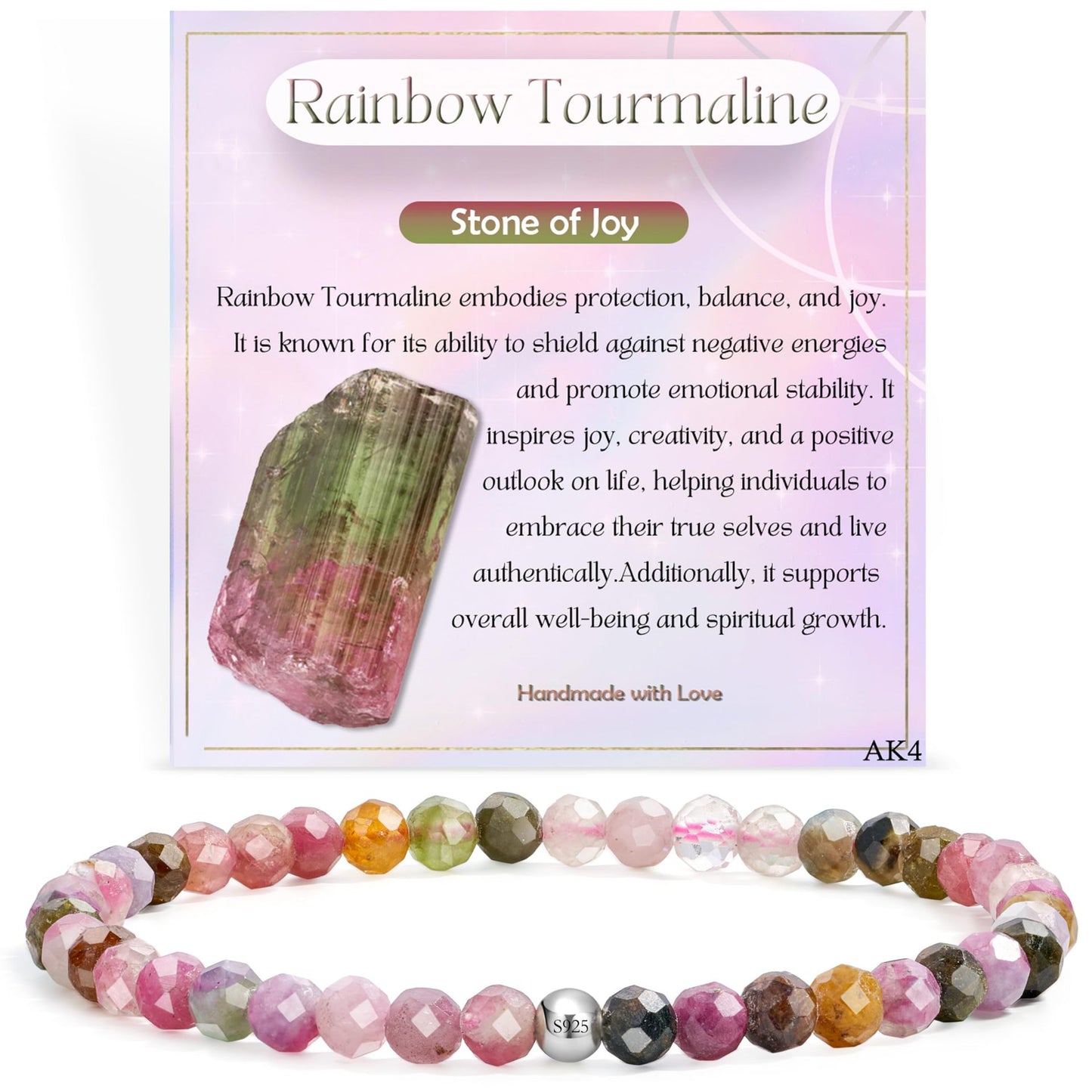Natural Stone Crystal Beaded Bracelet Geometric Texture Unisex Handmade Jewelry