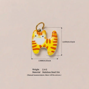Luxury Casual 18K Gold Plated Titanium Steel Cat Animal Charm Bar
