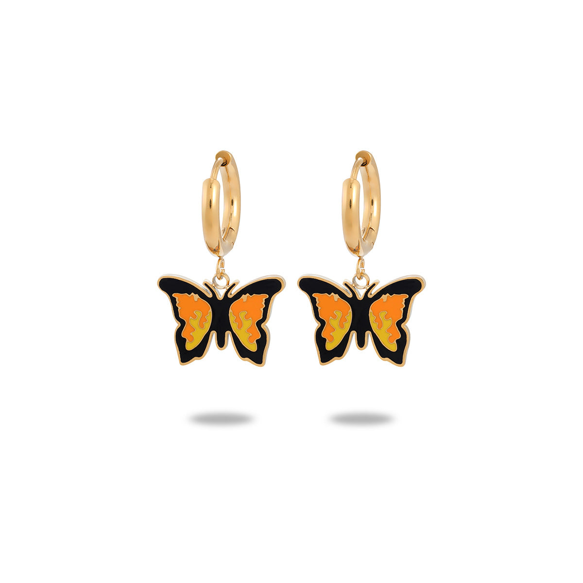 Fashionable Butterfly-Shaped Titanium Steel Earrings for Women with 18K Gold Plating and Polished Finish