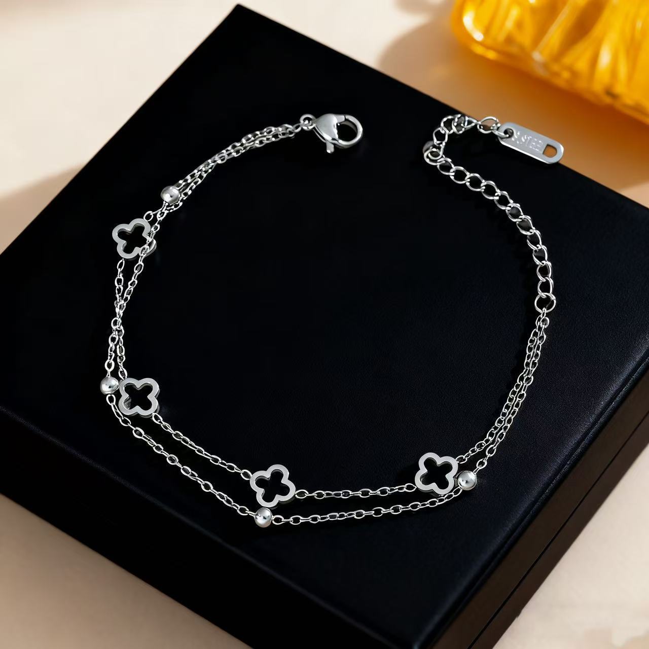 Minimalist Sweet 18K Gold Plated Titanium Steel Hollow Bracelet